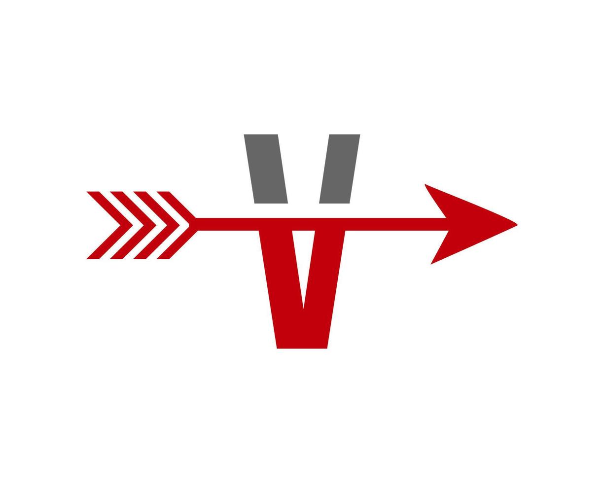 sucesso da letra v, modelo de vetor de design de logotipo de seta alvo