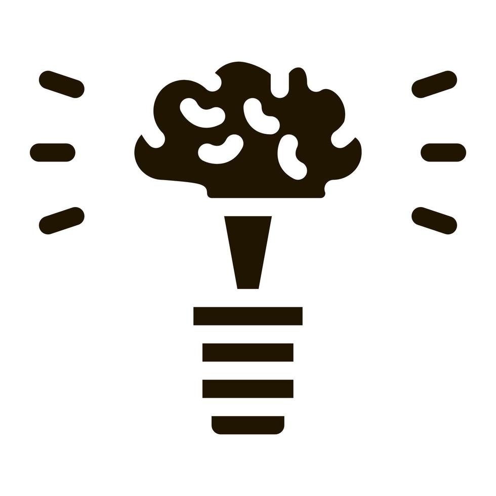 ilustração de glifo de vetor de ícone de lâmpada de ideia cerebral