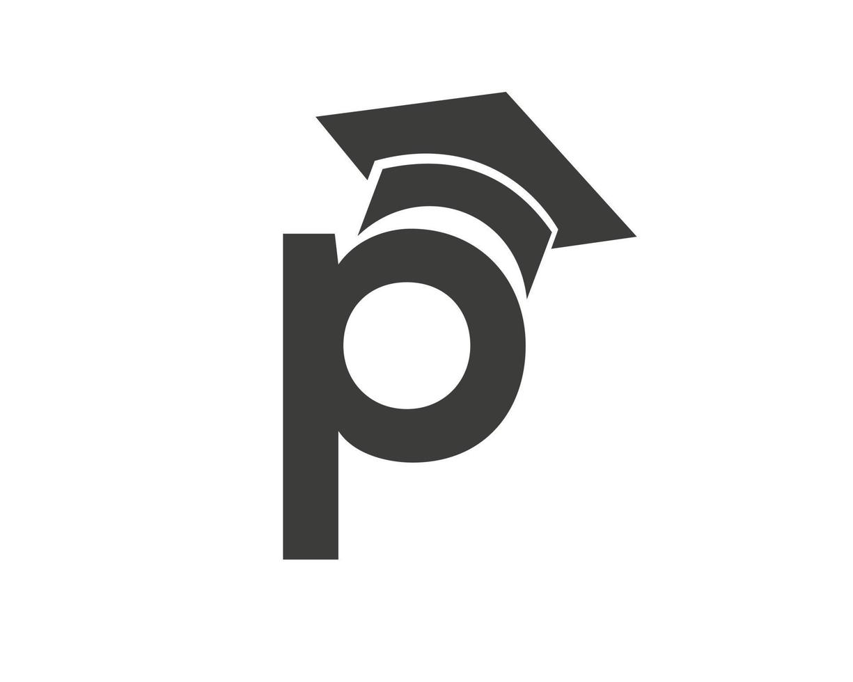 logotipo de educação com conceito de chapéu de letra p vetor