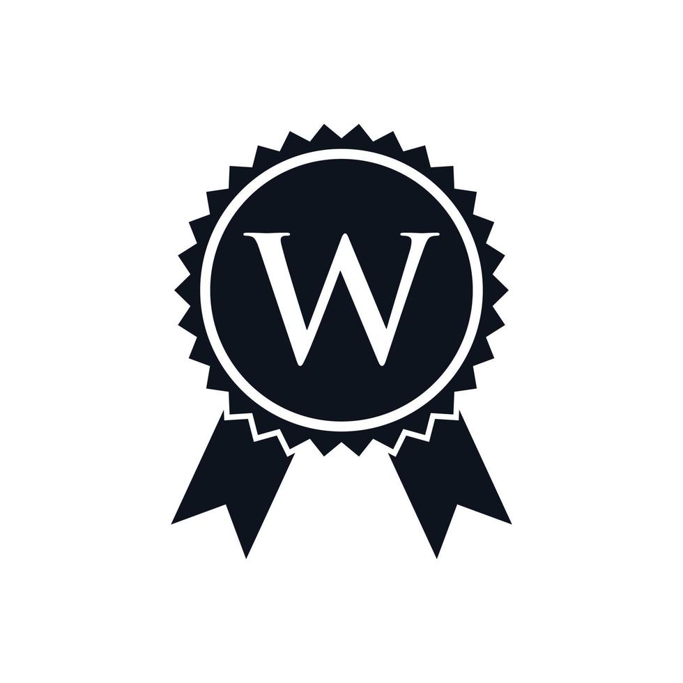 distintivo de medalha certificada do prêmio vencedor no modelo de logotipo w. sinal de distintivo de melhor vendedor vetor
