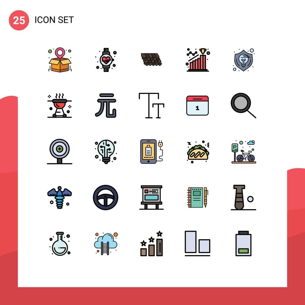 25 interface do usuário linha preenchida pacote de cores planas de sinais e símbolos modernos de elementos criativos de design de vetores editáveis de meta de etapa superior criativa