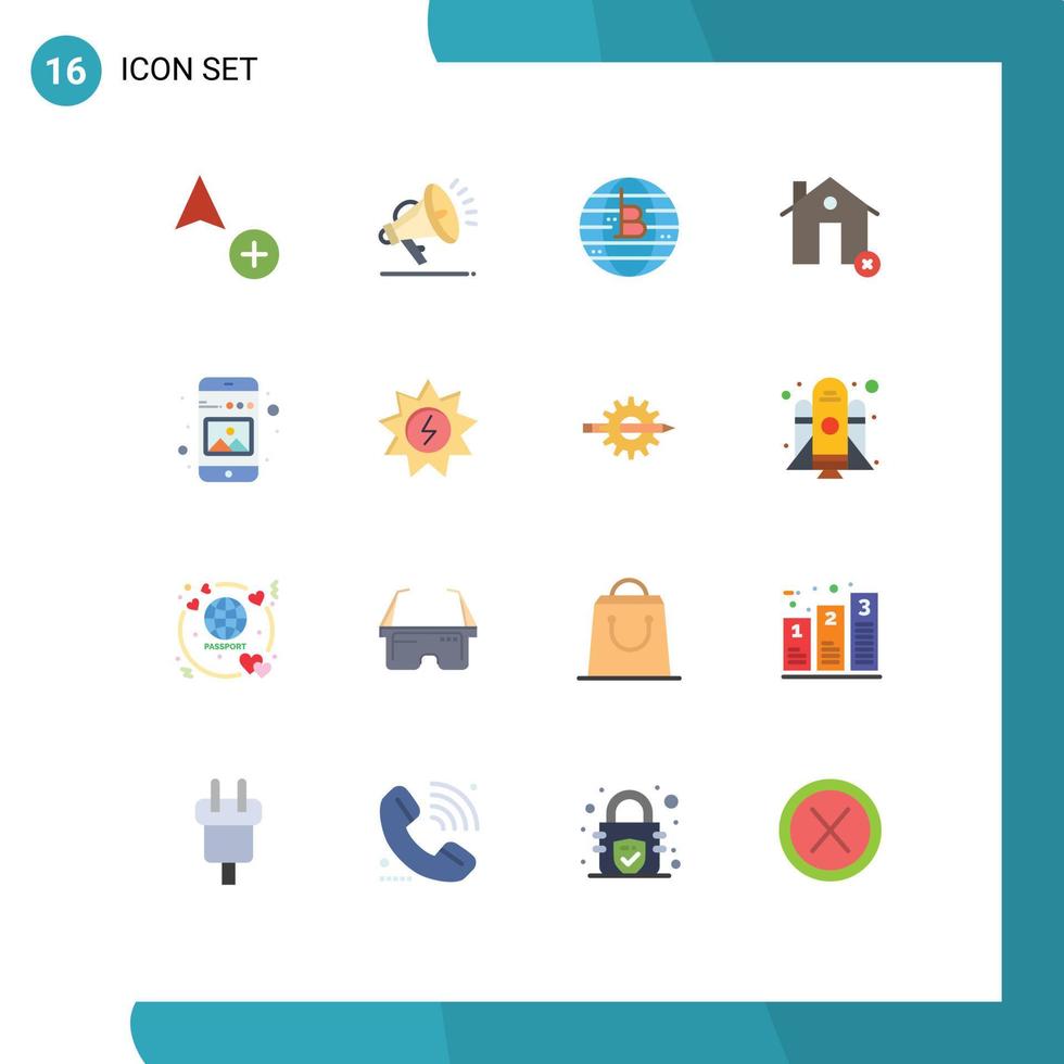 pacote de interface do usuário de 16 cores planas básicas da galeria móvel casa de moeda pacote editável claro de elementos de design de vetores criativos