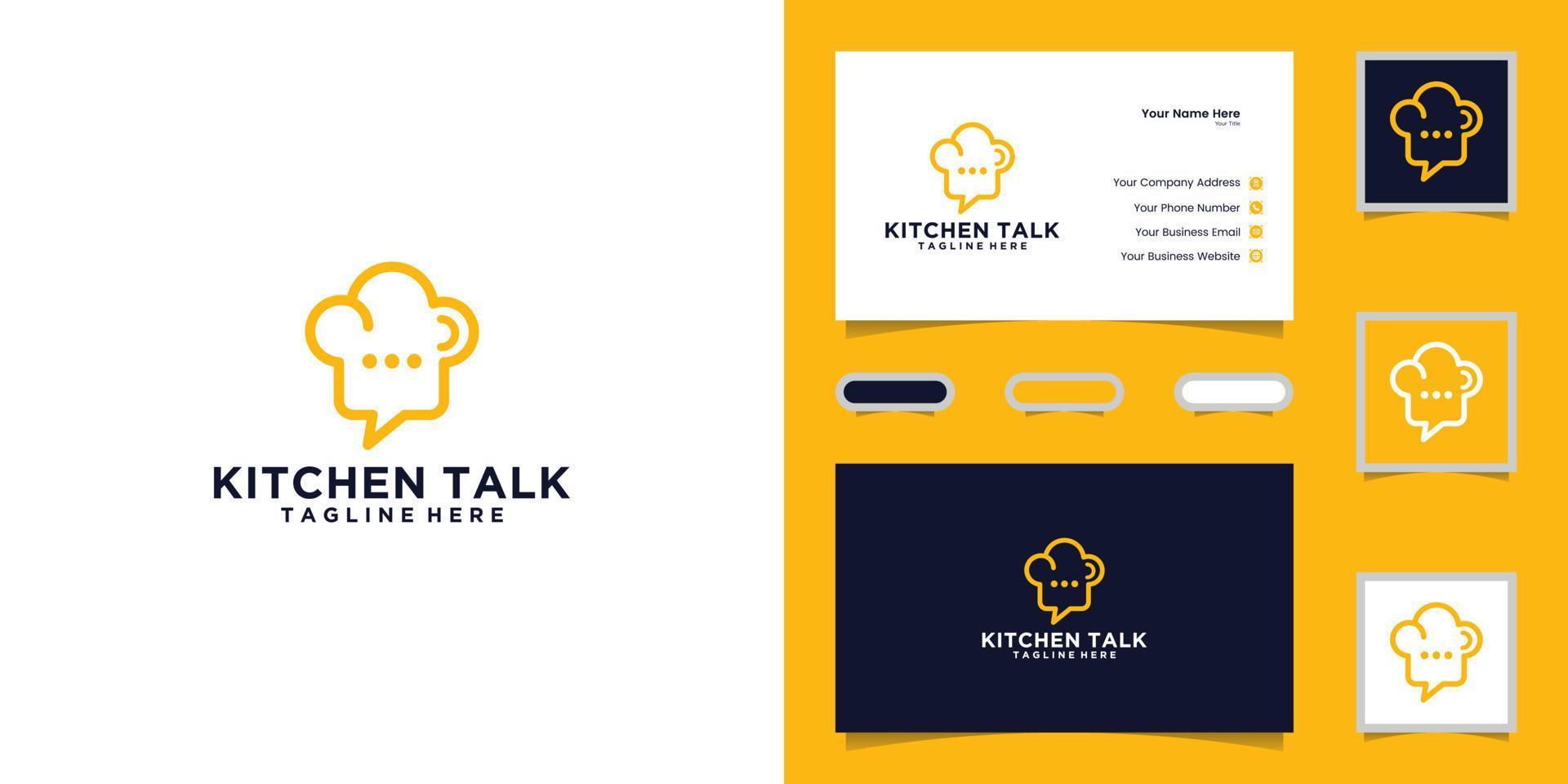 logotipo de conversa de comida. para restaurantes, fast food e modelo de design de lojas de alimentos e cartão de visita vetor