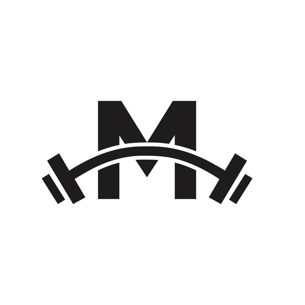 design de logotipo de academia de fitness letra m. logotipo de exercício do clube de fitness vetor