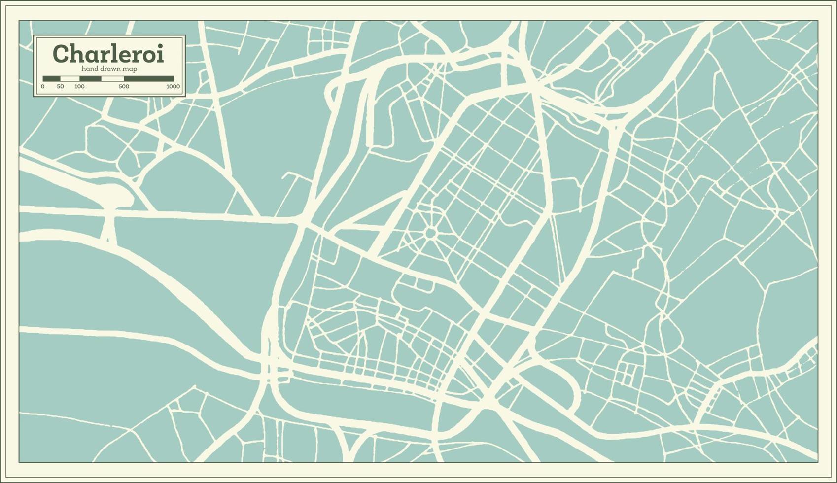mapa da cidade de charleroi em estilo retrô. mapa de contorno. vetor