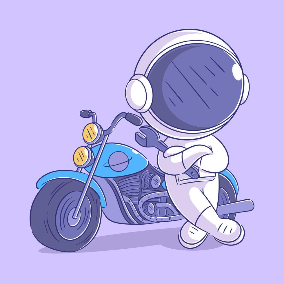 astronauta com moto de bicicleta grande vetor