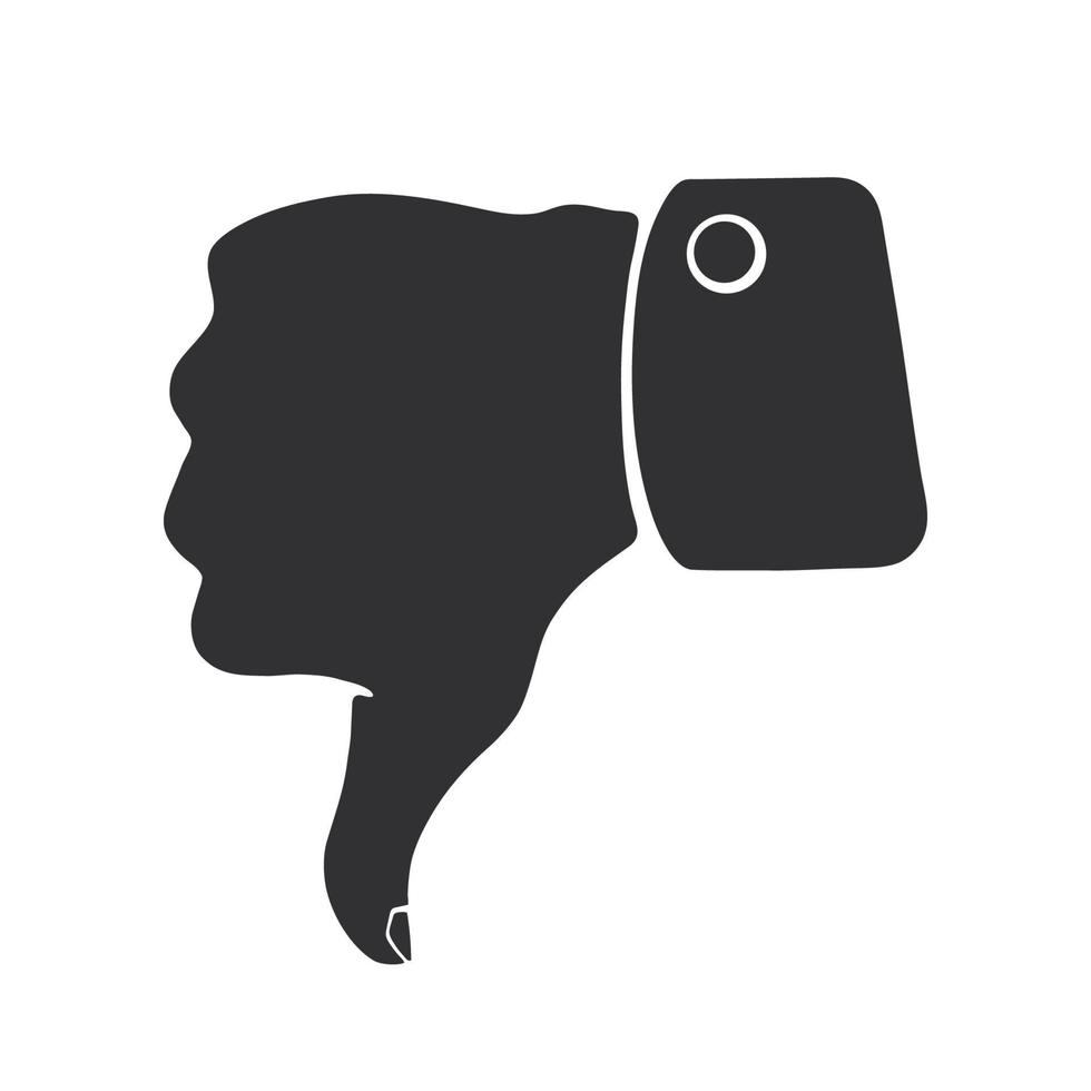 ícone de silhueta do polegar para baixo símbolo de antipatia vetor