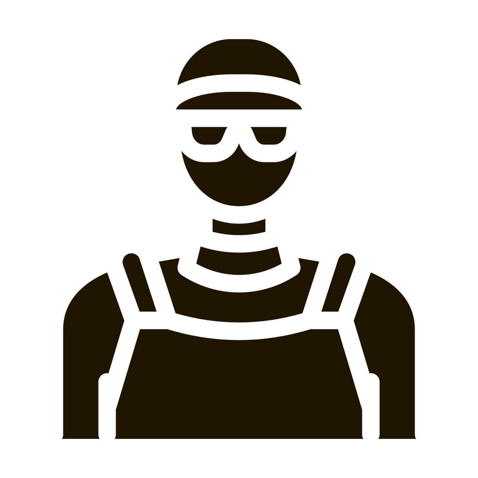 ilustração de glifo vetorial de ícone de trabalhador de limpeza de ralo vetor