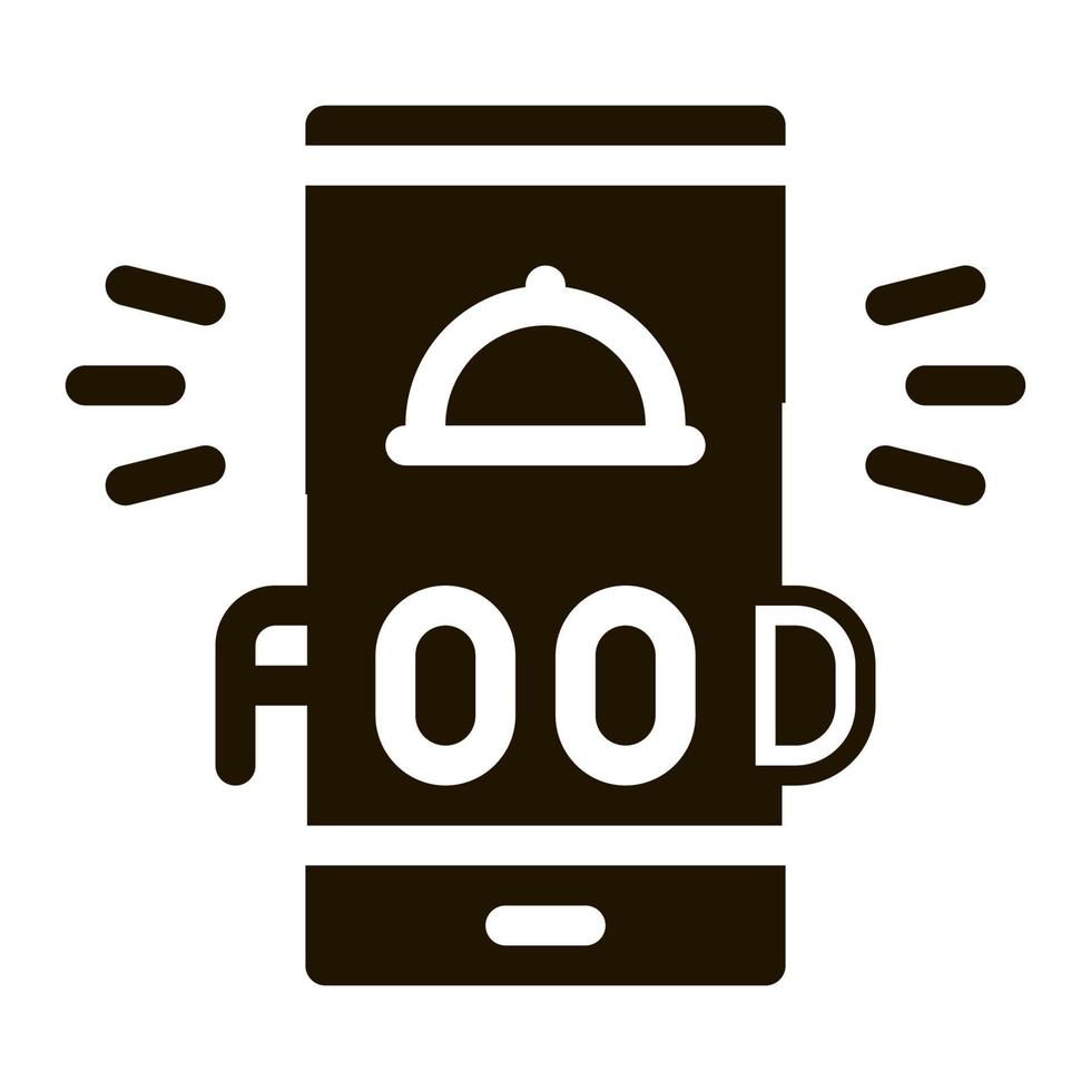 ilustração de glifo vetorial de ícone de alarme de telefone de entrega de comida vetor