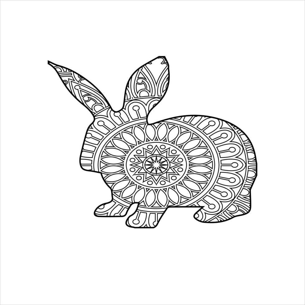 design de ilustração vetorial de coloração de coelho fofo para crianças e adultos vetor