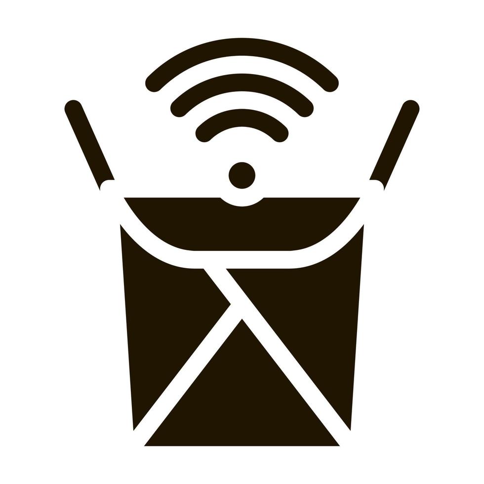 ilustração de glifo vetorial de ícone de marca wi-fi de caixa de comida vetor