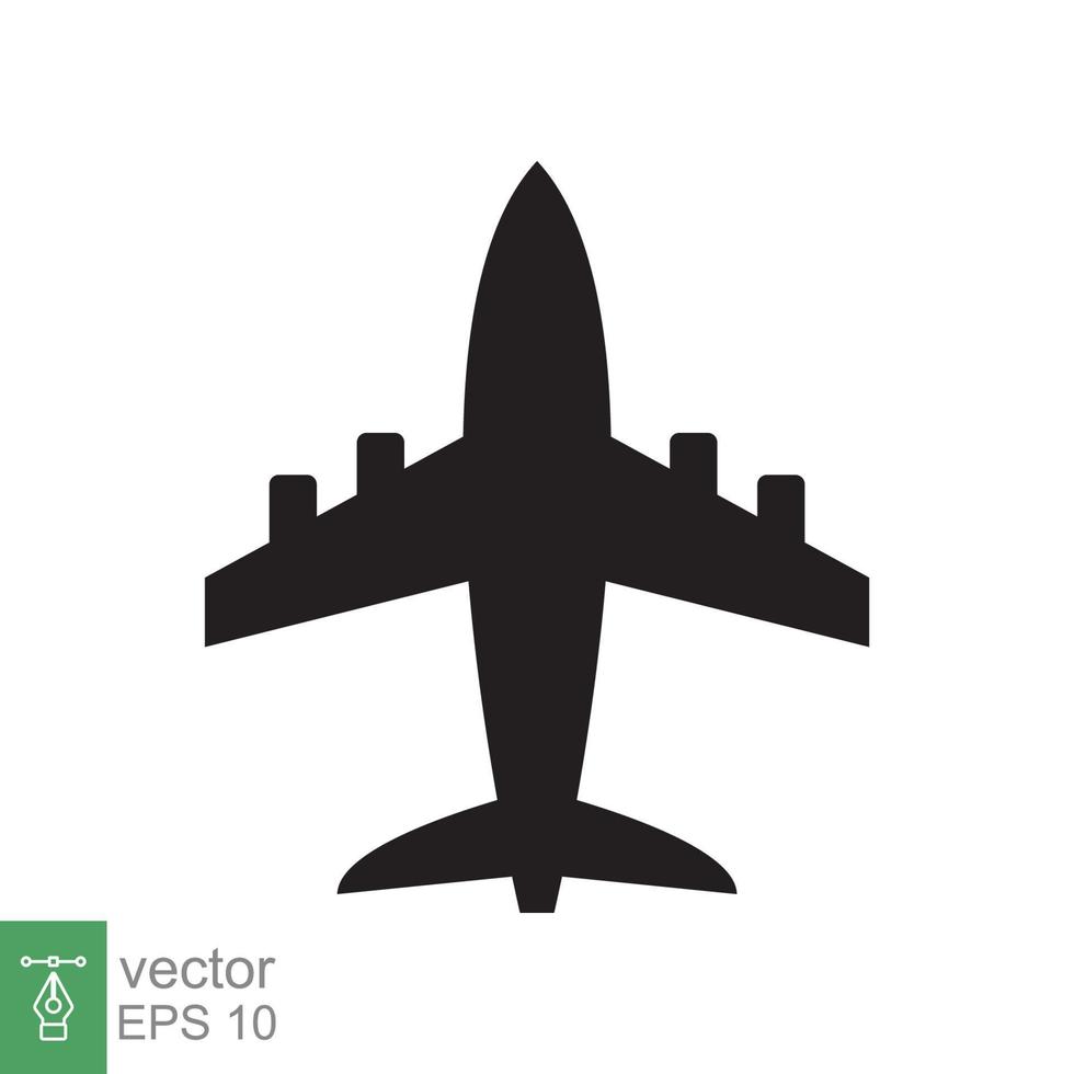 ícone do avião. estilo plano simples. voo, aeronave, silhueta de avião, viagens, conceito de transporte. ilustração vetorial isolada no fundo branco. eps 10. vetor