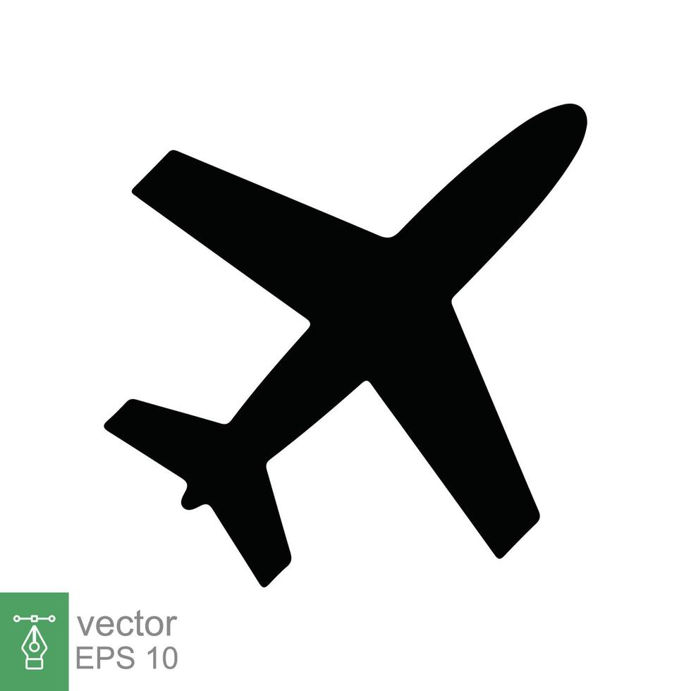 ícone do avião. estilo plano simples. voo, aeronave, silhueta de avião, viagens, conceito de transporte. ilustração vetorial isolada no fundo branco. eps 10. vetor