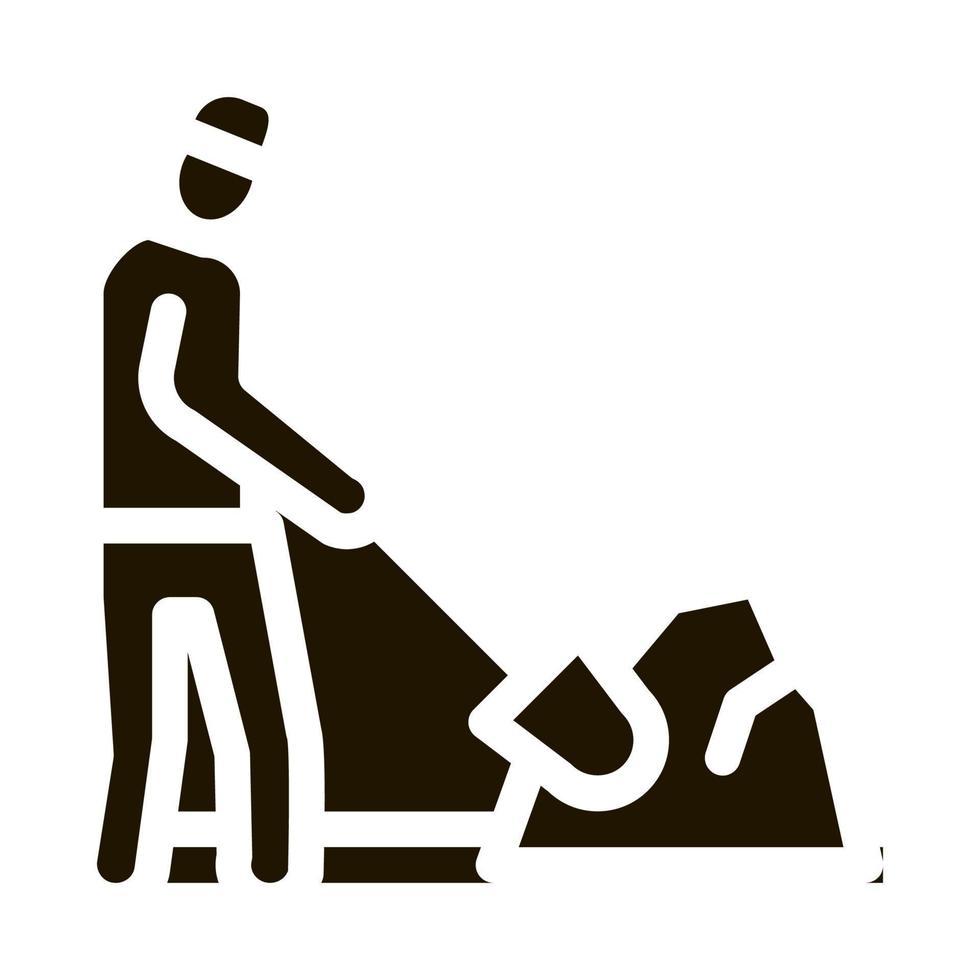 ilustração de glifo de vetor de ícone de escavação de trabalhador