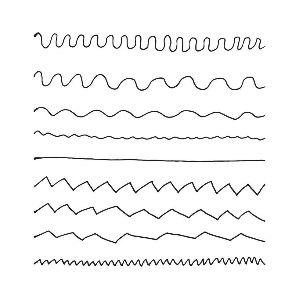 conjunto de linhas desenhadas à mão, divisores, rabisco abstrato, forma e traços. vetor doodle elementos de design isolados no fundo branco.