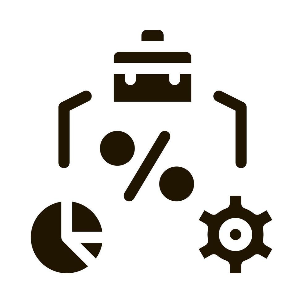 infográfico de caso de negócios por cento e ilustração de glifo vetorial de ícone de engrenagem vetor