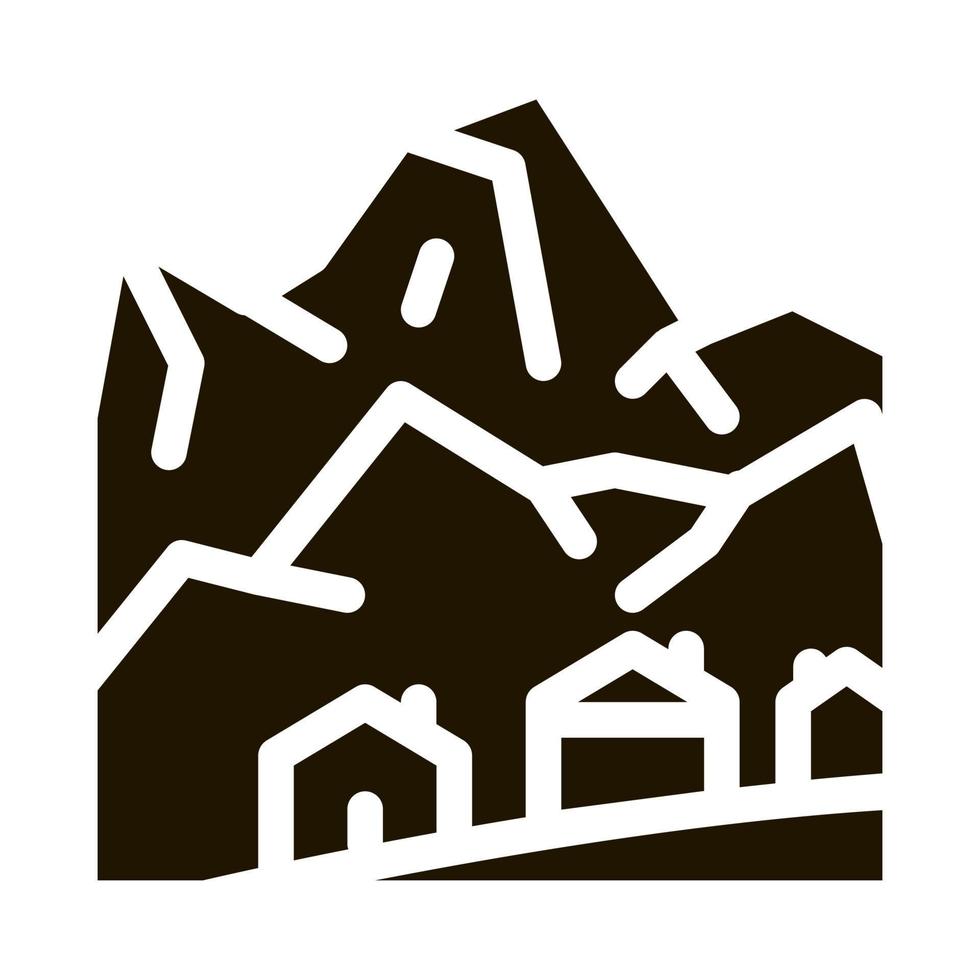 ilustração de glifo vetorial de ícone de vila de estância de esqui vetor