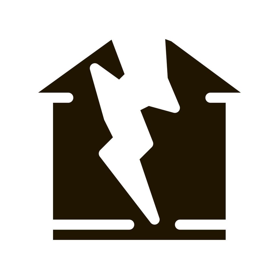 ilustração de glifo vetorial de ícone de casa destruída por um raio vetor