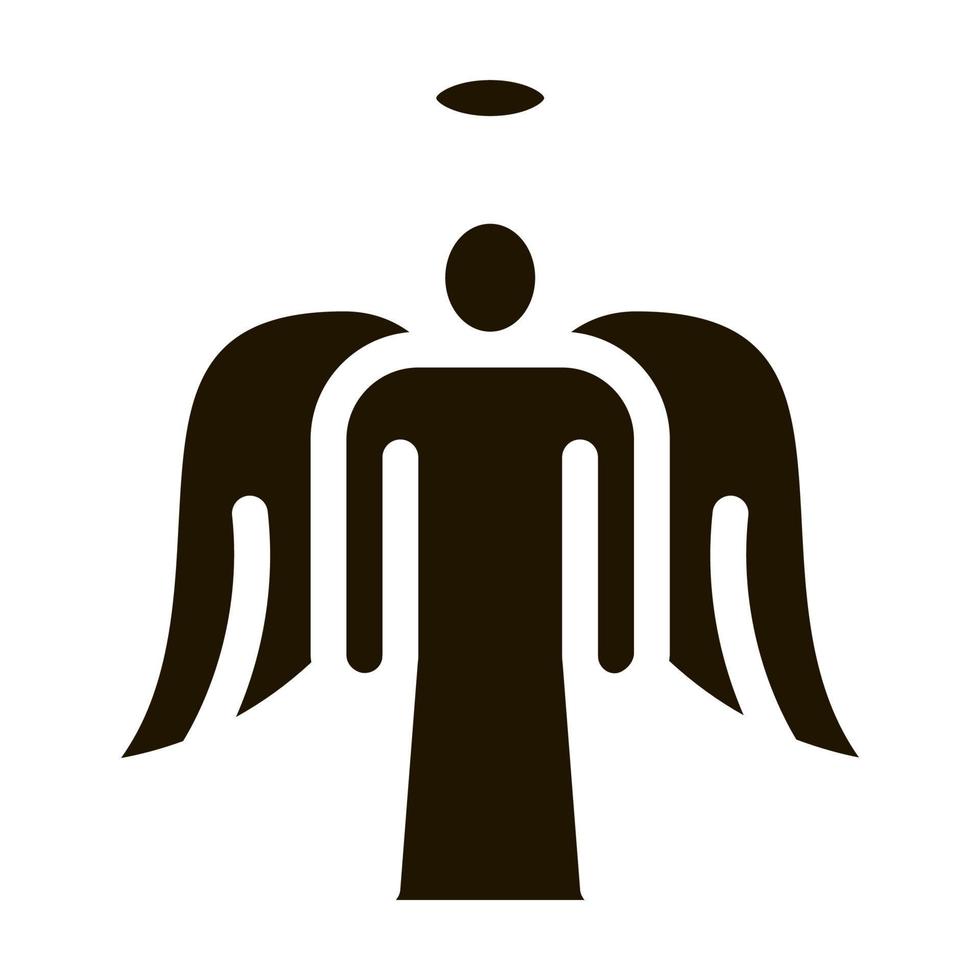anjo sagrado com ilustração de glifo vetorial de ícone de asas vetor