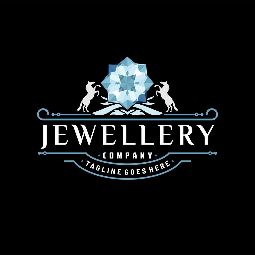 logotipo de joias elegantes de luxo com design de modelo de ilustração de diamante vetor