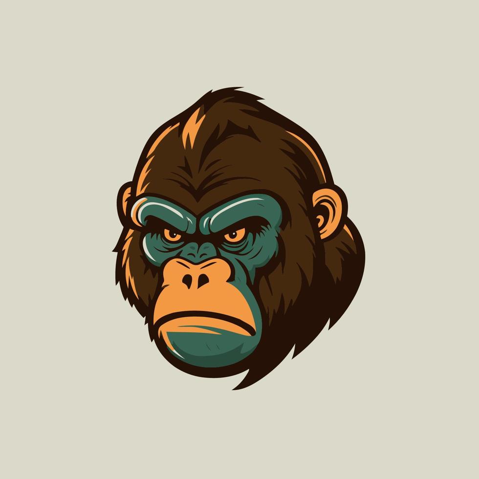 logotipo de cabeça de gorila logotipo de personagem animal mascote vetor modelo de design de desenho animado