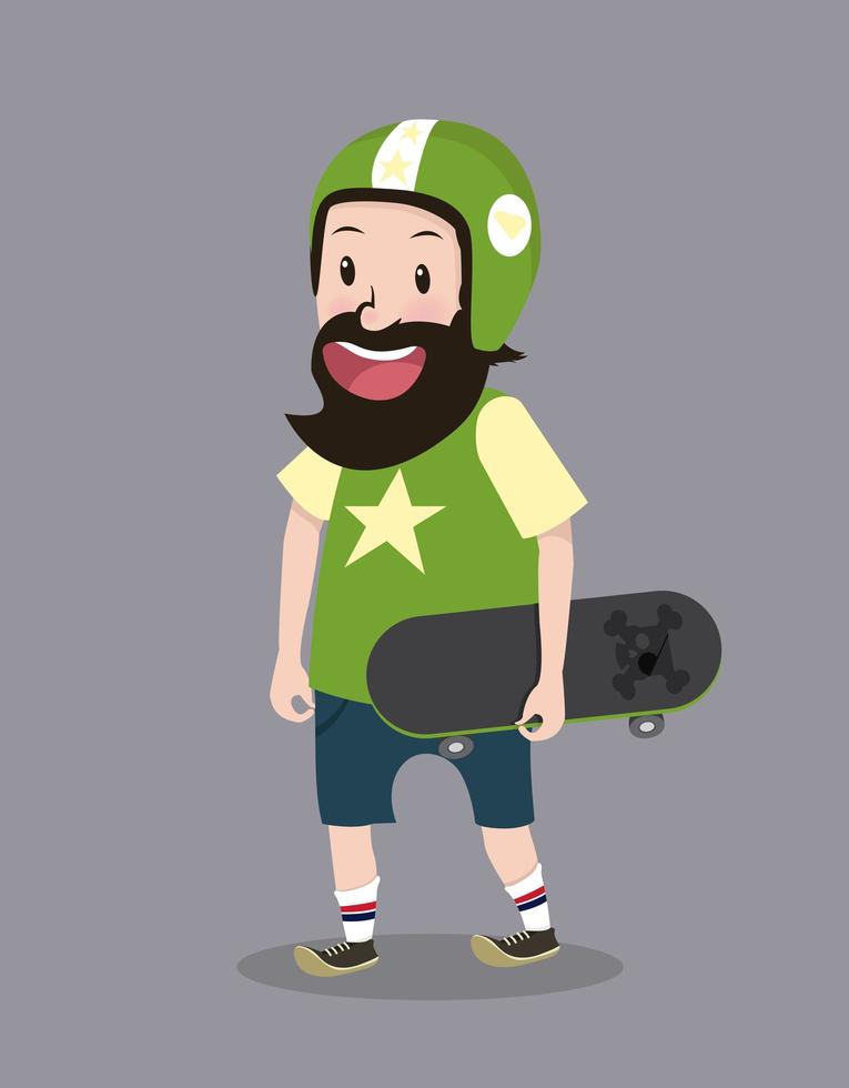 personagem hipster com skate vetor