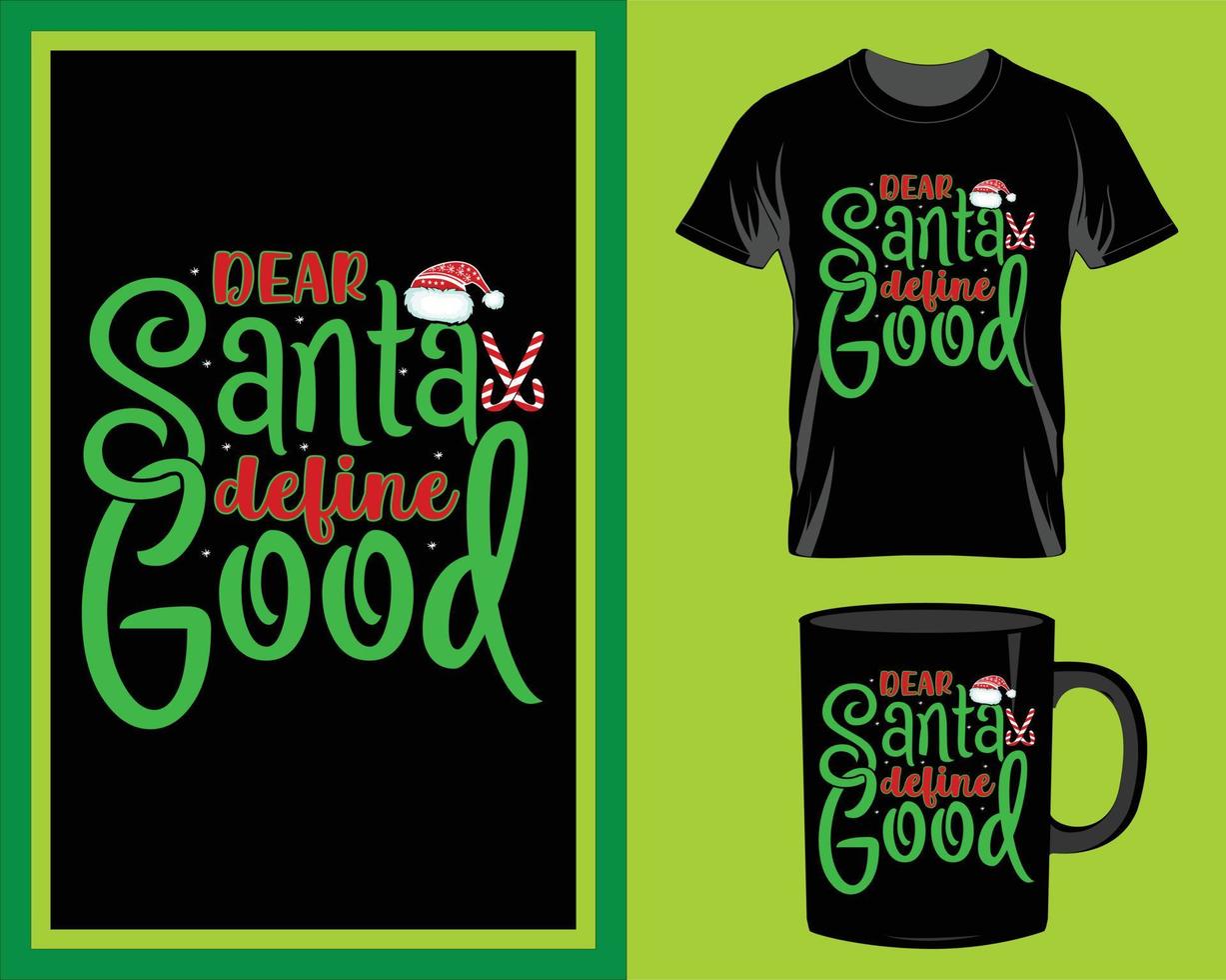 querido vetor de design de camiseta e caneca de citação de natal do papai noel