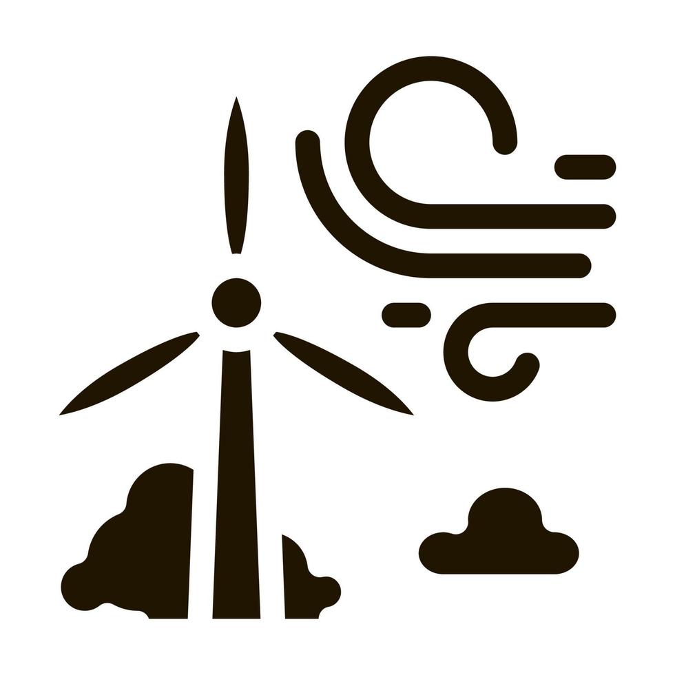 ilustração de glifo de vetor de ícone de moinho de energia eólica alta