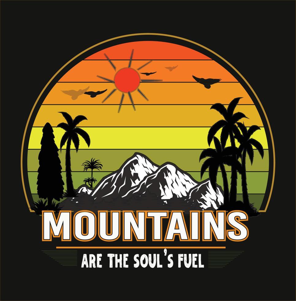 design de camiseta de montanhas vetor