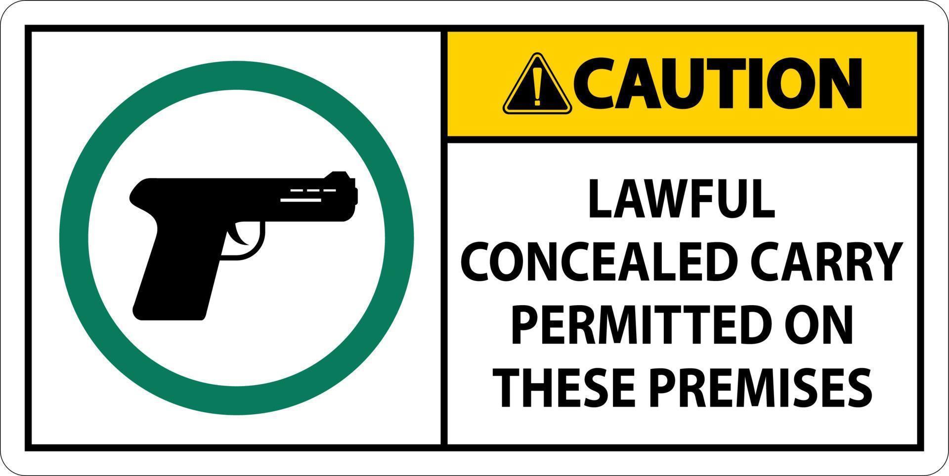 cuidado armas de fogo permitidas sinal legal transporte oculto permitido nestas instalações vetor