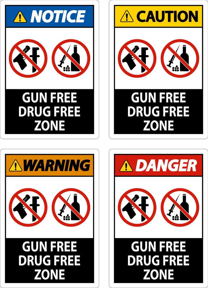 aviso sinal zona livre de drogas livre de armas vetor