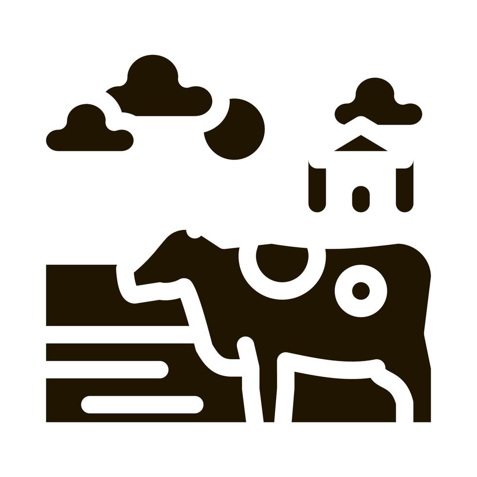vaca manchada na ilustração de glifo vetorial de ícone de vila vetor