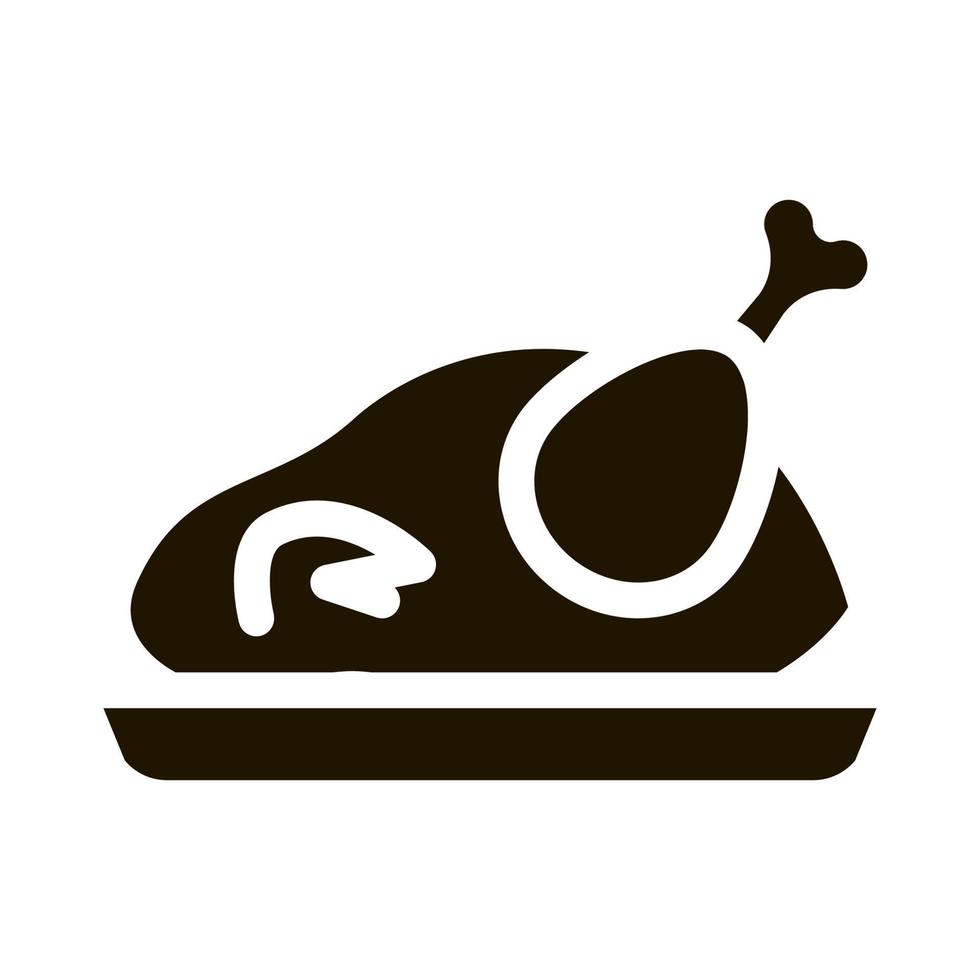 ilustração de glifo vetorial de ícone de frango inteiro frito vetor