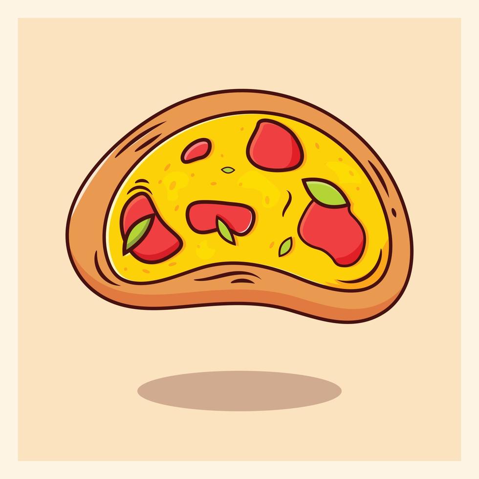 ilustração do ícone dos desenhos animados da pizza conceito do ícone do fast food. ilustração vetorial. estilo cartoon plana vetor