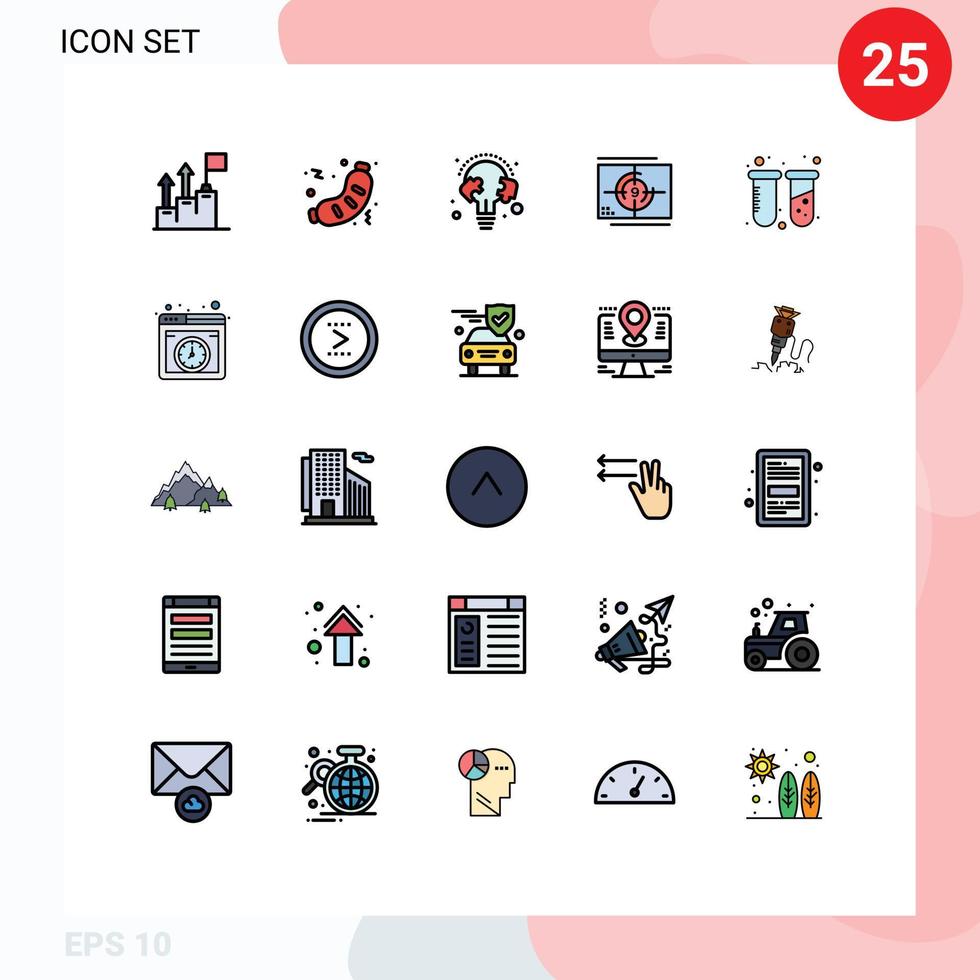 25 ícones criativos, sinais modernos e símbolos de números, linha de lâmpada de lixo, elementos de design de vetores editáveis