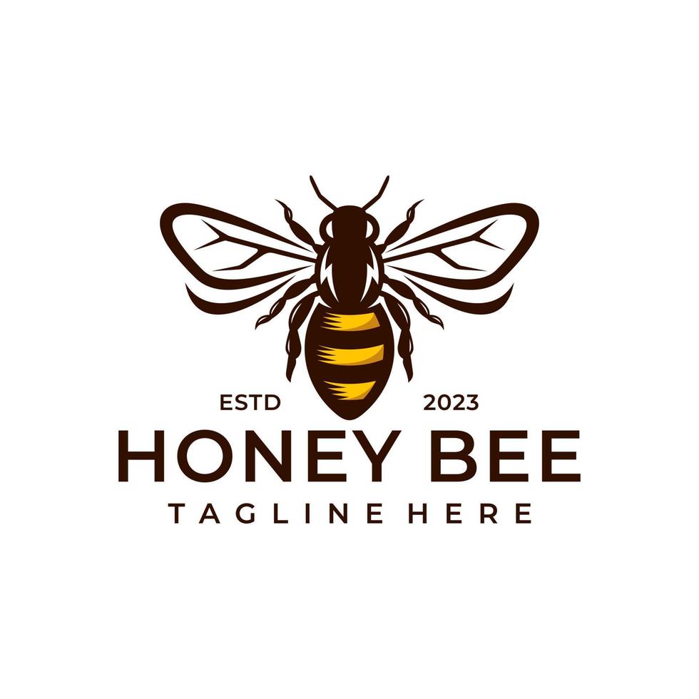 inspiração de modelo de design de logotipo de abelha. ilustração vetorial de abelha de mel desenhada à mão. vetor