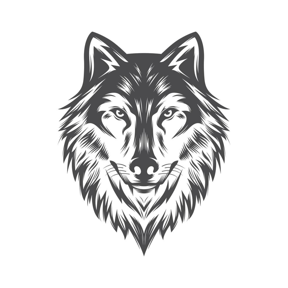 ilustração em vetor cabeça de lobo. vetor de estoque de logotipo vintage de lobo.