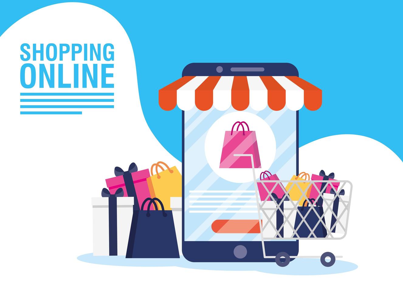 banner de compras online e e-commerce vetor