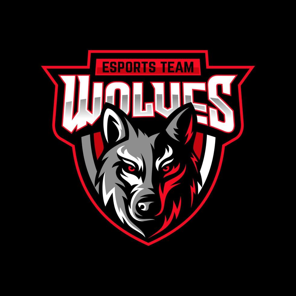 design de personagem de logotipo esport de mascote de lobos para jogos e esportes de lobo vetor