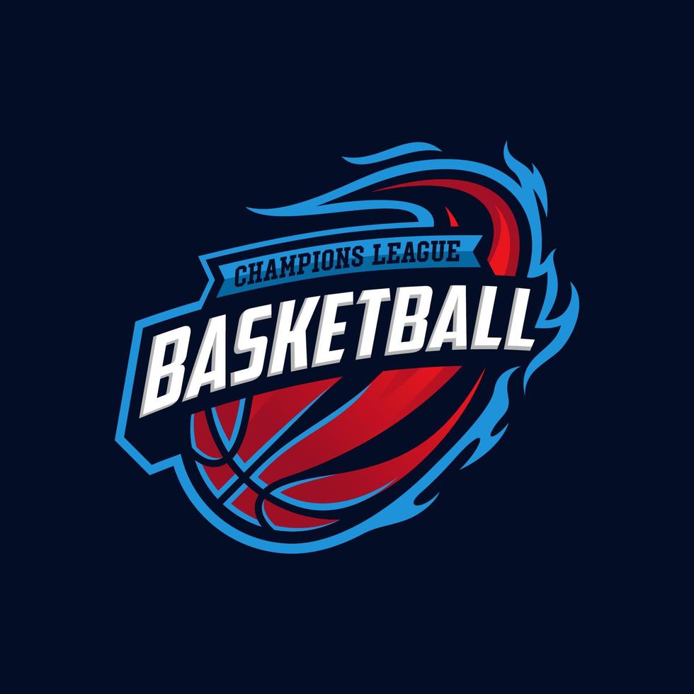 logotipo do clube de basquete, emblema, desenhos com bola. ilustração em vetor distintivo de esporte