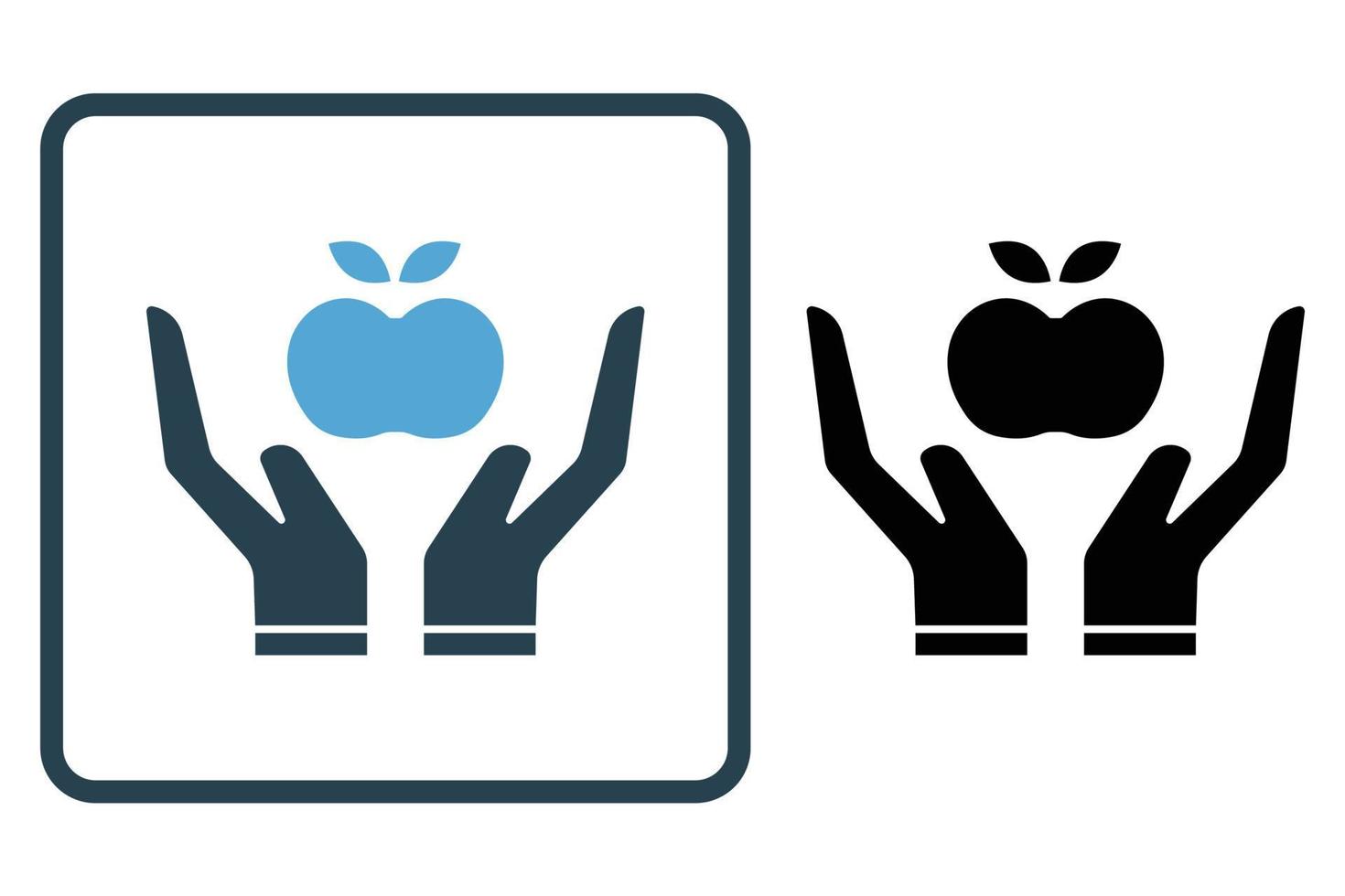 ilustração do ícone de dieta. ícone de mão com maçã. ícone relacionado ao estilo de vida saudável. estilo de ícone sólido. design vetorial simples editável vetor