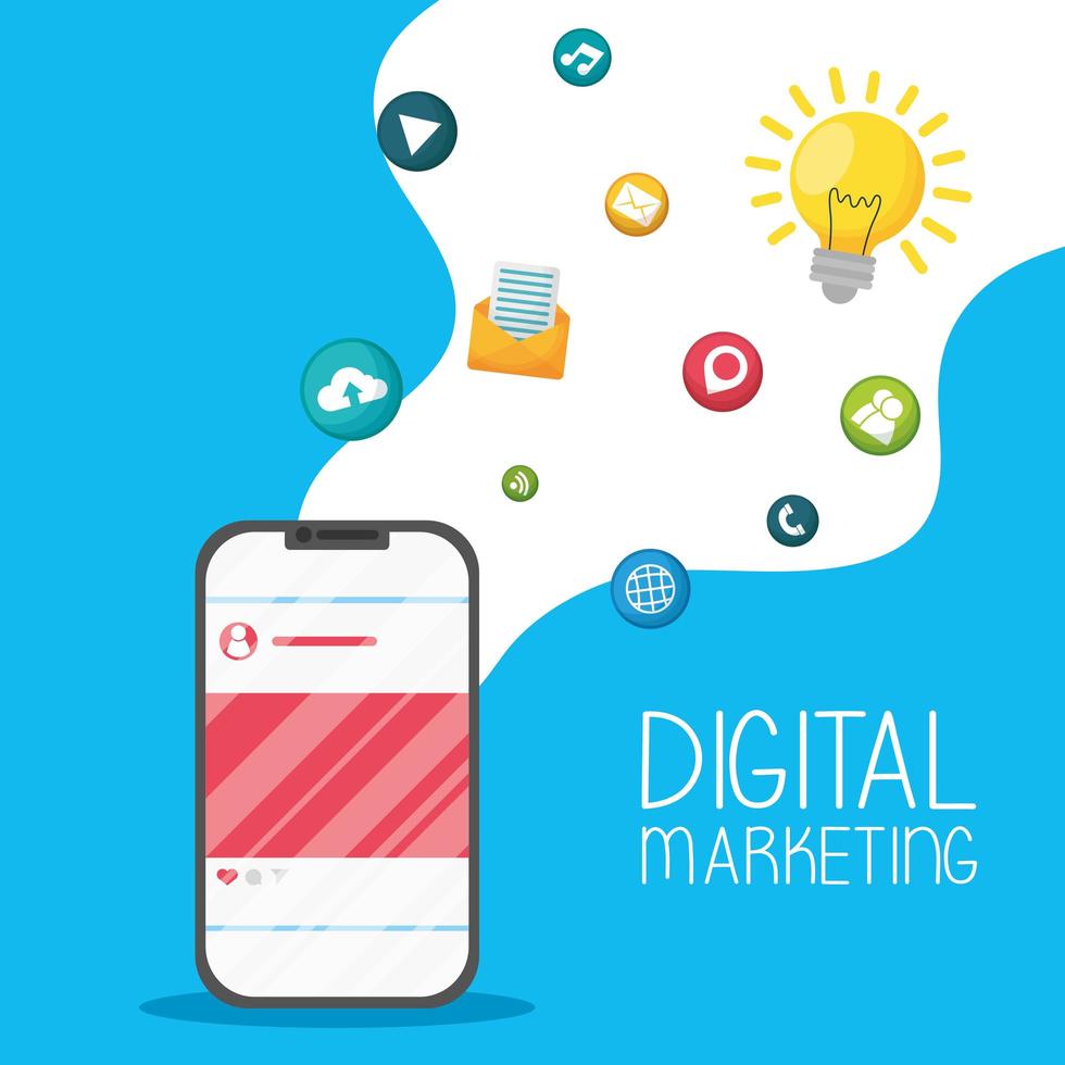 banner de marketing digital com smartphone vetor