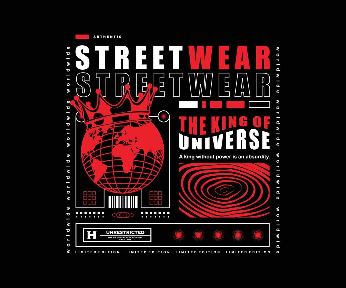 ilustração estética de design de camiseta de streetwear, gráfico vetorial, pôster tipográfico ou camisetas street wear e estilo urbano vetor