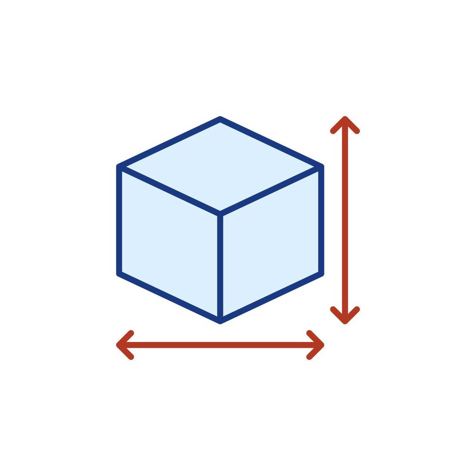 conceito de vetor de medição de cubo ícone ou símbolo colorido