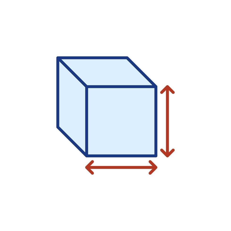 conceito de vetor de medição de cubo colorido ícone simples