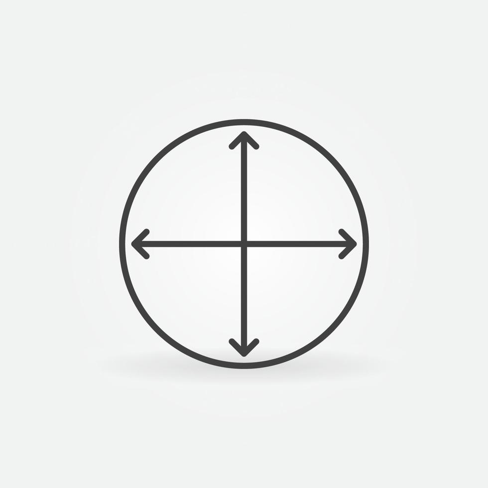 conceito de vetor de área de círculo ícone ou símbolo de linha mínima