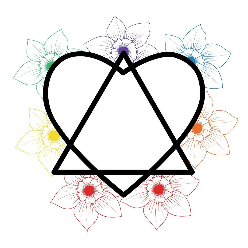 símbolo de adoção com flores. arco-íris cores clipart floral isolado no fundo branco. ilustração vetorial vetor