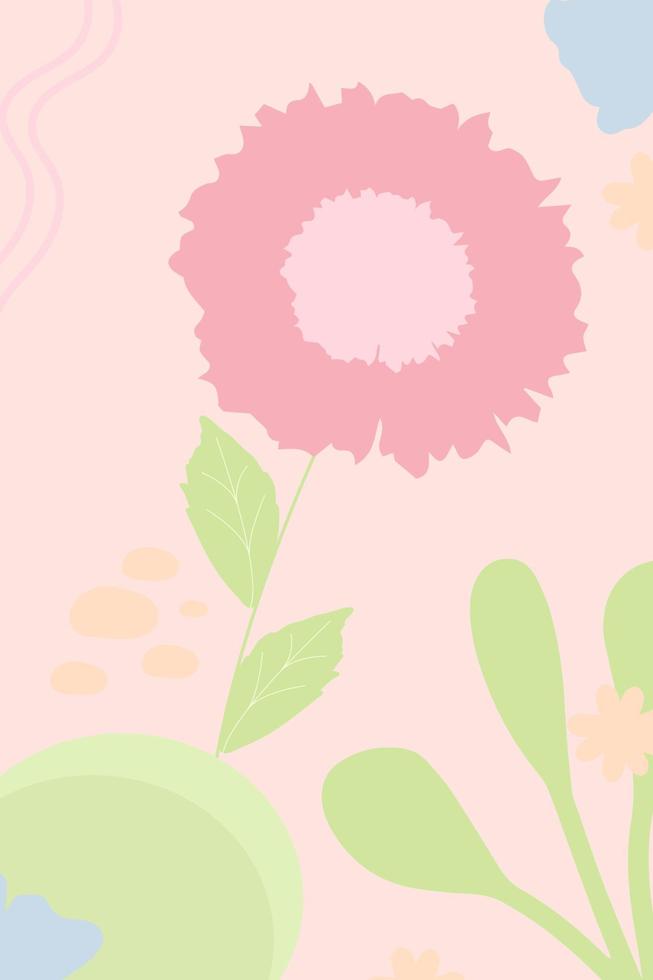 modelo de primavera floral. cartaz de primavera com flor rosa e formas geométricas. vetor