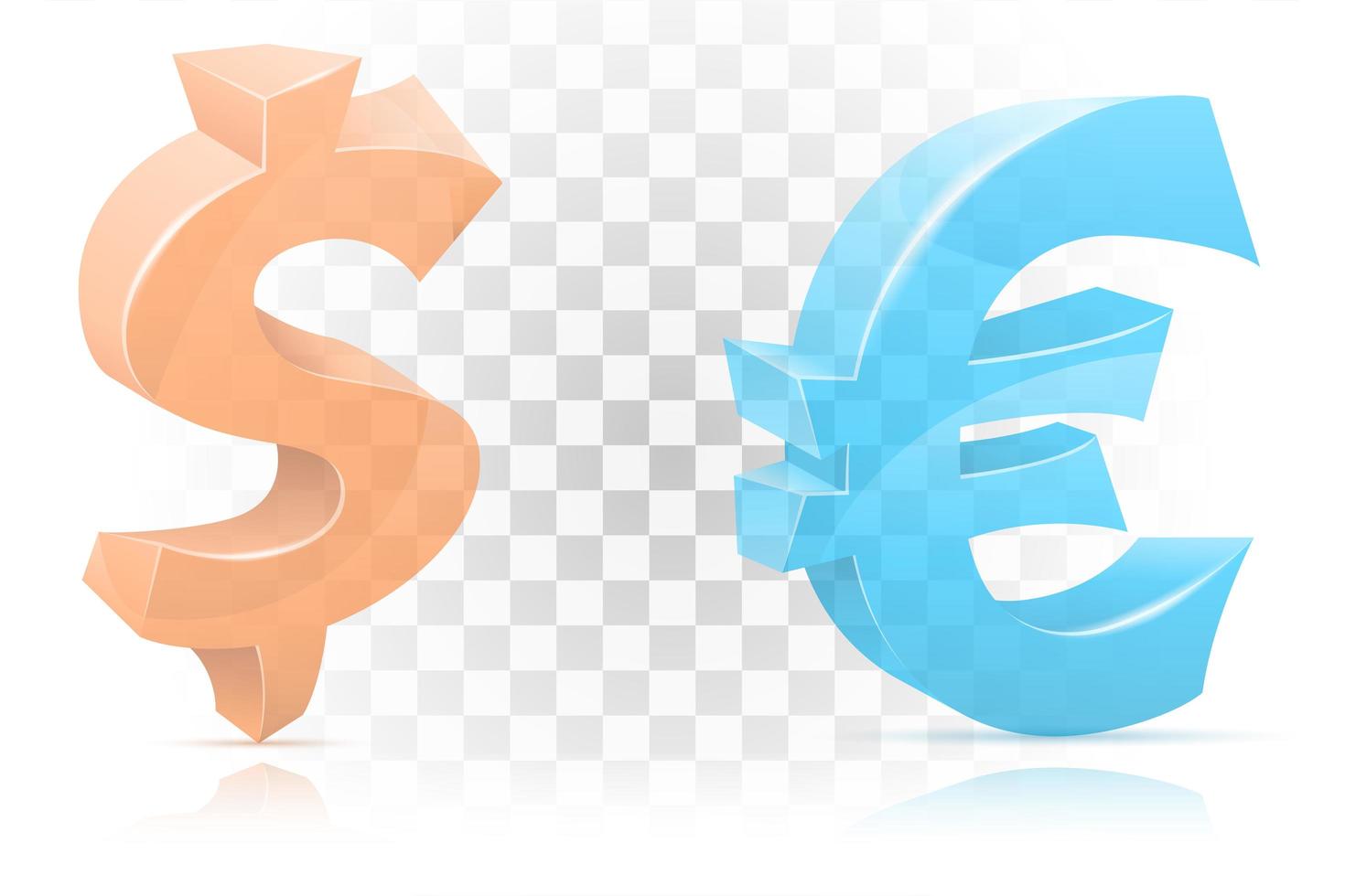 ícone conjunto de símbolos de dólar e euro vetor
