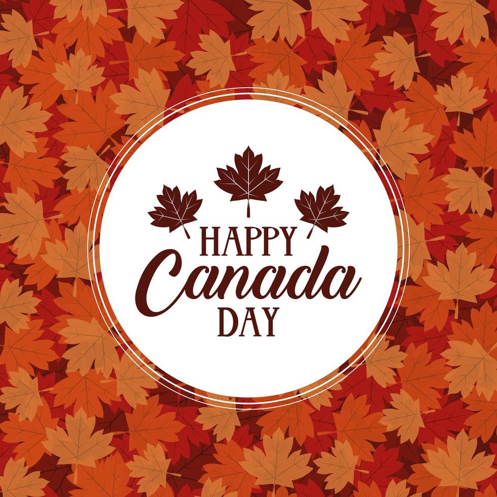 banner de celebração do feliz dia do Canadá com folhas de plátano vetor